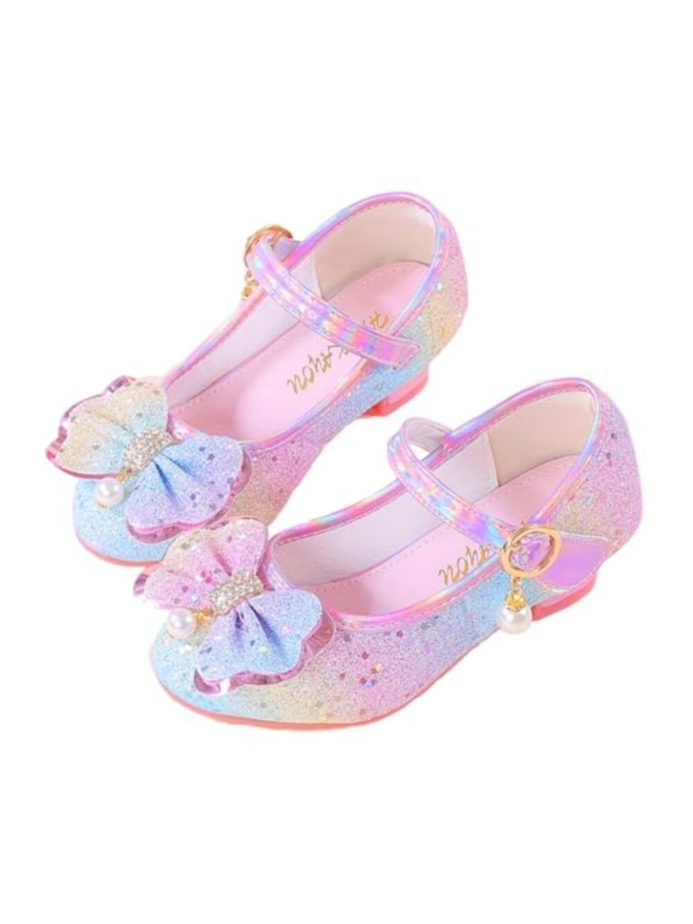 Girls Mary Jane Low Heel Dress Shoes Faux Leather Party Wedding